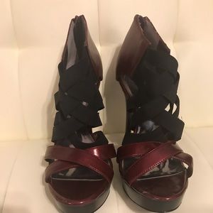Burgundy and Black heels cross pattern